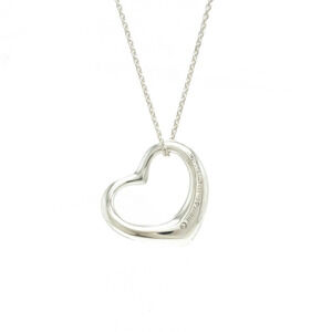 TIFFANYCo Tiffany Elsa Peretti Open Heart Necklace Pendant Silver